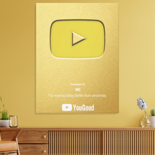 Gold Play Button Yougood Canvas Afdruk (Insitu (Woonkamer))