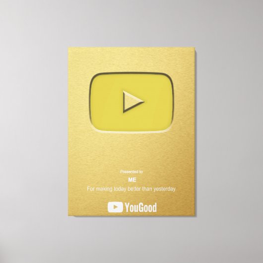 Gold Play Button Yougood Canvas Afdruk (Voorkant)