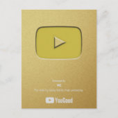 Gold Play Button Yougood Uitnodiging Briefkaart (Voorkant)