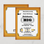  Gold Playbill Birthday Party Invitation Kaart (Voorkant / Achterkant)