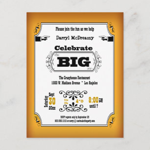 Gold Playbill Birthday Party Invitation Kaart