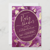 Gold Plum Lila Acryl Brushstroke Baby shower Kaart (Voorkant)
