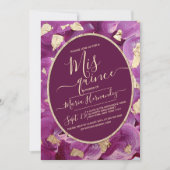 Gold Plum Lila Acryl Brushstroke Quinceañera Kaart (Voorkant)