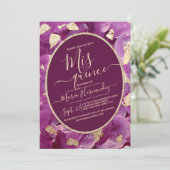 Gold Plum Lila Acryl Brushstroke Quinceañera Kaart (Staand voorkant)