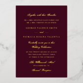 Gold Plum Maroon Formal Calligraphy Wedding Folie Uitnodiging (Voorkant)