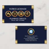 Gold Plumber Icon Logo Tabs Plumbing Contractor Visitekaartje (Voorkant / Achterkant)