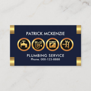 Gold Plumber Icon Logo Tabs Plumbing Contractor Visitekaartje