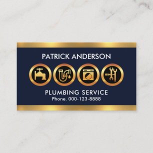Gold Plumber Icons Border Plumbing Contractor Visitekaartje