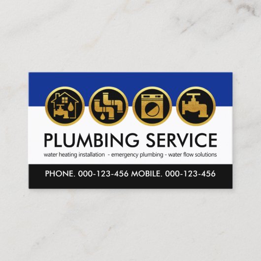 Gold Plumber Tools Icon Plumbing Visitekaartje (Voorkant)