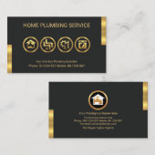 Gold Plumber Tools Motif Plumbing Service Visitekaartje (Voorkant / Achterkant)