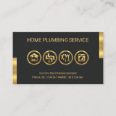 Gold Plumber Tools Motif Plumbing Service Visitekaartje (Voorkant)