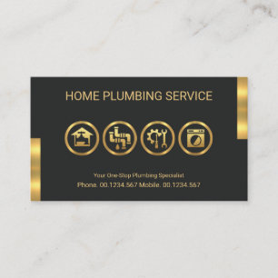Gold Plumber Tools Motif Plumbing Service  Visitekaartje
