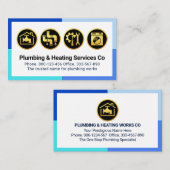 Gold Plumbing Icons On Blue Frame Visitekaartje (Voorkant / Achterkant)
