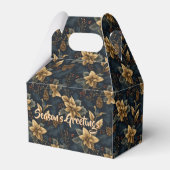 Gold Poinsettia & Blue Pine Pattern Bedankdoosjes (Voorkant Zijde)
