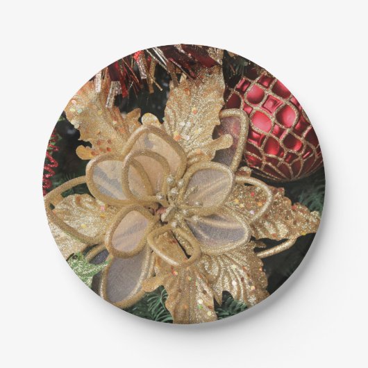 Gold Poinsettia Bord kerstpapier (Voorkant)