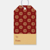 Gold Poinsettia Pattern op Red Cadeaulabel (Achterkant)
