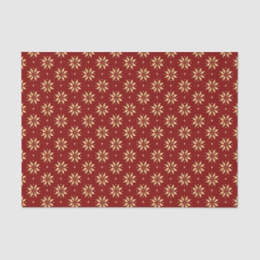 Gold Poinsettia Pattern op Red Tissuepapier (Voorkant)