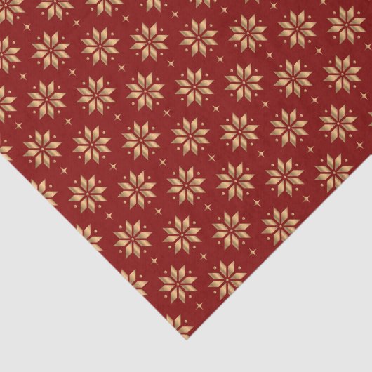 Gold Poinsettia Pattern op Red Tissuepapier (Detail)