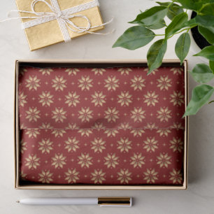 Gold Poinsettia Pattern op Red Tissuepapier