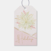 Gold Poinsettia Trendy Script Pink Happy Holiday Cadeaulabel (Voorkant)