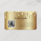 Gold Poland Splash Drip Nails QR Code Gold Visitekaartje (Achterkant)