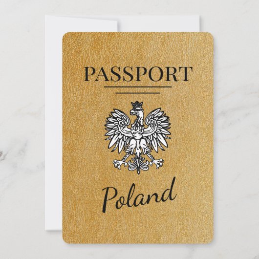 Gold Polen Paspoort Uitnodiging voor de bruiloft (Achterkant)