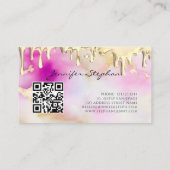 Gold Polish Splash Drip Nails QR Code Waterverf Visitekaartje (Achterkant)