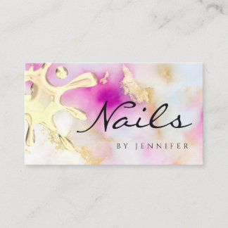 Gold Polish Splash Drip Nails QR Code Waterverf Visitekaartje