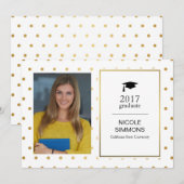 Gold Polka Dot Afstuderen fotokaart Kaart (Voorkant / Achterkant)