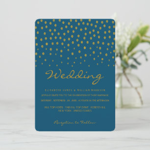 Gold Polka Dot - Blue & Gold - Weddenschap Kaart