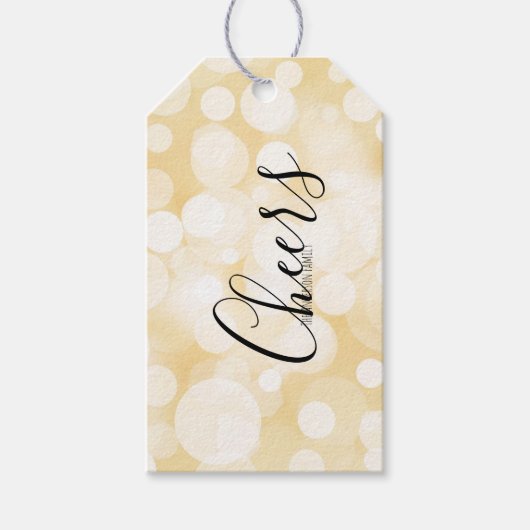Gold Polka Dot Confetti Happy New Year Gift Labels Cadeaulabel (Voorkant)