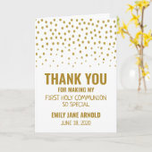 Gold Polka Dot, eerste communie dank je Kaart (Gele Bloem)