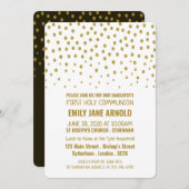 Gold Polka Dot, eerste Heilige Communie Kaart (Voorkant / Achterkant)