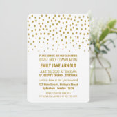 Gold Polka Dot, eerste Heilige Communie Kaart (Staand voorkant)