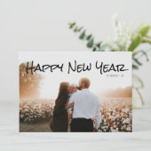 Gold Polka Dot Happy Nieuwjaarsfotokaart Feestdagenkaart (Staand voorkant)