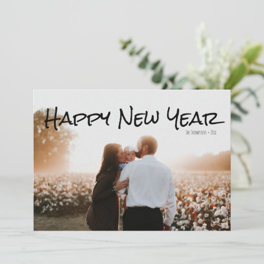 Gold Polka Dot Happy Nieuwjaarsfotokaart Feestdagenkaart (Staand voorkant)