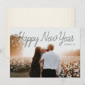 Gold Polka Dot Happy Nieuwjaarsfotokaart Feestdagenkaart (Voorkant / Achterkant)