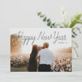 Gold Polka Dot Happy Nieuwjaarsfotokaart Feestdagenkaart (Staand voorkant)