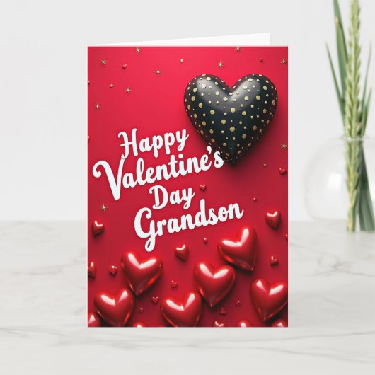 Gold Polka Dot Heart Card Kaart (Voorkant)
