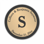 Gold Polka Dot Monogram Op maat gesneden bruiloft Sticker (Voorkant)