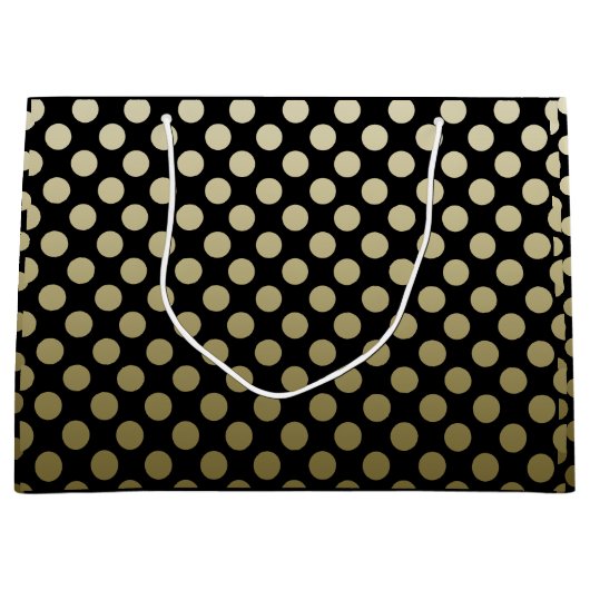 Gold Polka Dot op Black Large Cadeautasje (Voorkant)