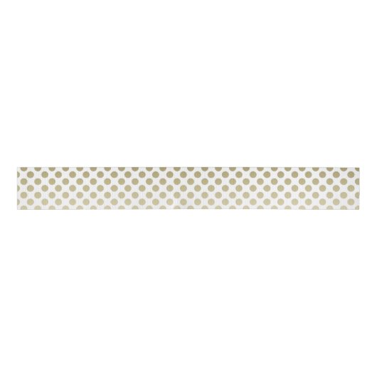 Gold Polka Dot op wit Grosgrain Lint (Voorkant)
