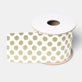 Gold Polka Dot op wit Grosgrain Lint