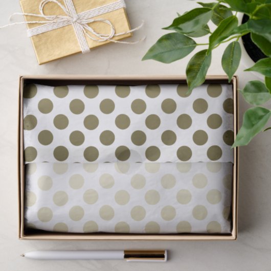 Gold Polka Dot op wit Tissuepapier (Geschenk)