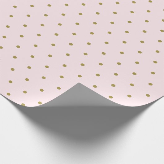 Gold Polka Dot Pattern Blush Pink Cadeaupapier (Hoek)