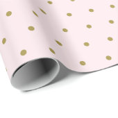 Gold Polka Dot Pattern Blush Pink Cadeaupapier (Rol Hoek)