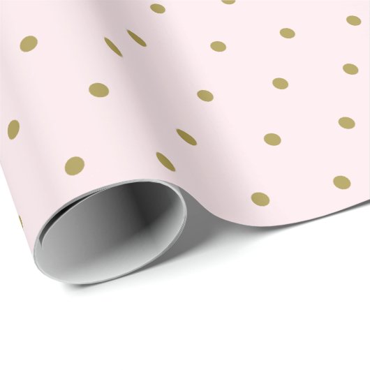 Gold Polka Dot Pattern Blush Pink Cadeaupapier (Rol Hoek)