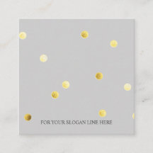 Gold Polka Dot Pattern Grey Square Visitekaartje