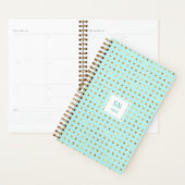 Gold Polka Dot Pattern op Mint Green met Monogram Planner (Display)