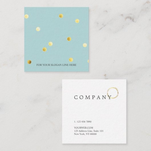 Gold Polka Dot Pattern Pastel Square Visitekaartje (Voorkant / Achterkant)